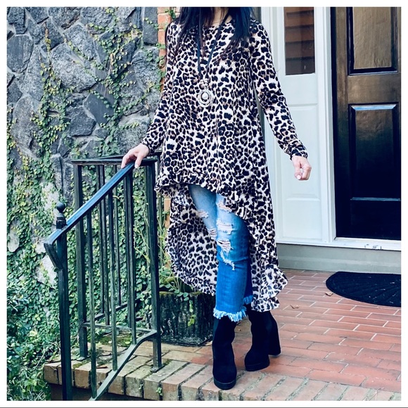 High low fabulous leopard ruffle hem tunic dress - Picture 10 of 12